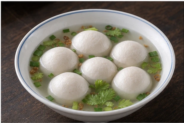 汕頭達濠魚丸を料理名に合わせて生成した3対2の料理写真