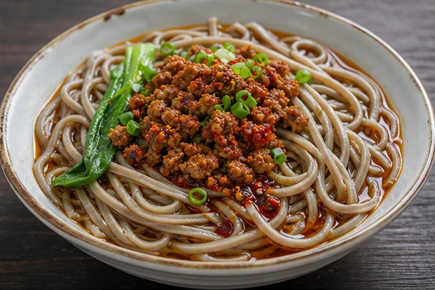 固原蕎麦饸饹を料理名に合わせて生成した3対2の料理写真
