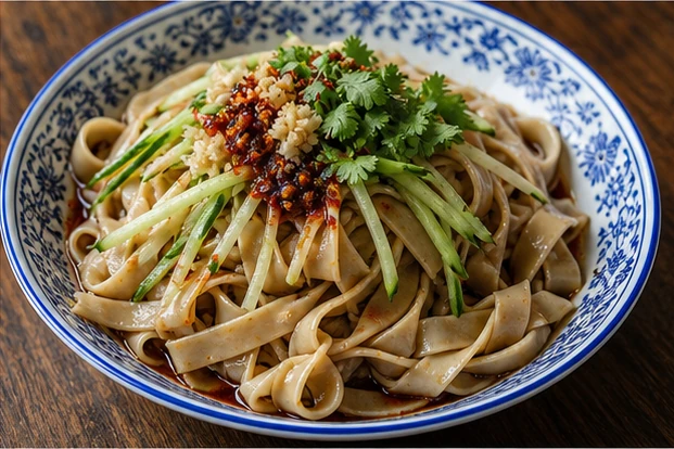 固原燕面糅糅を料理名に合わせて生成した3対2の料理写真
