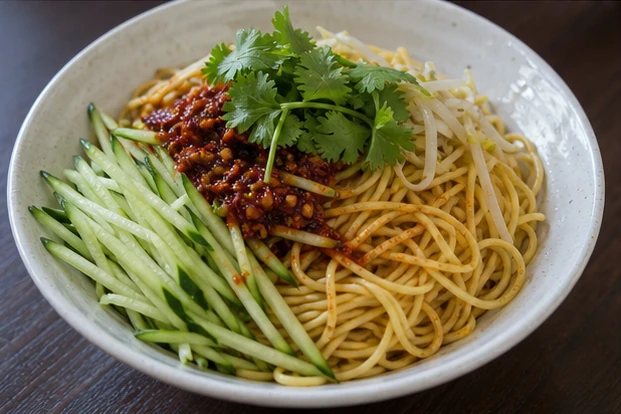 奇台黄麺を料理名に合わせて生成した3対2の料理写真