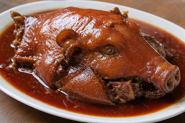 揚州扒焼整猪頭を料理名に合わせて生成した3対2の料理写真