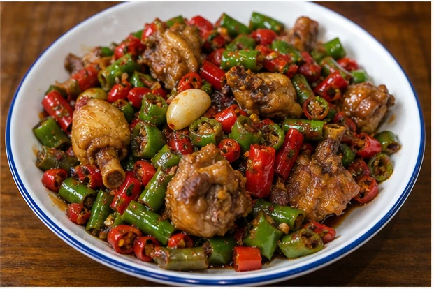 沾益辣子鶏を料理名に合わせて生成した3対2の料理写真